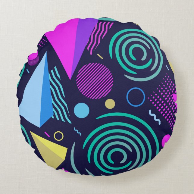 Seamless pattern with different kinds of geometric round cushion (Front)