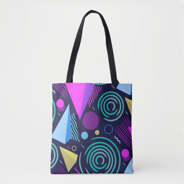 Seamless pattern with different kinds of geometric tote bag (Front)