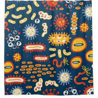 Seamless pattern with different kinds of microorga shower curtain