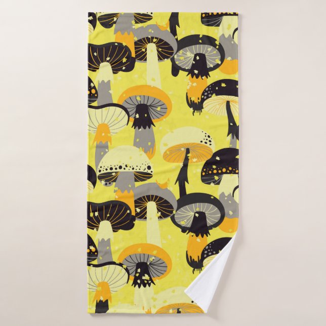 Seamless pattern with different mushrooms.  bath towel (Bath Towel)