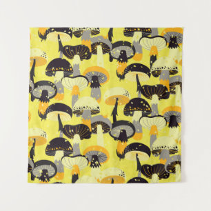 Seamless pattern with different mushrooms.  tapestry
