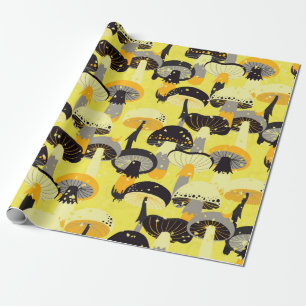 Seamless pattern with different mushrooms. wrapping paper