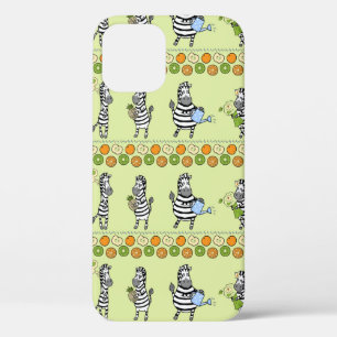 Seamless pattern with different zebras and differe iPhone 12 case
