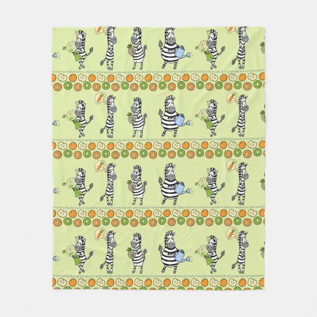 Seamless pattern with different zebras and differe fleece blanket (Front)