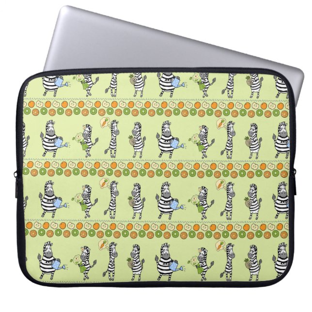 Seamless pattern with different zebras and differe laptop sleeve (Front)