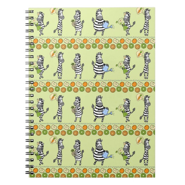 Seamless pattern with different zebras and differe notebook (Front)