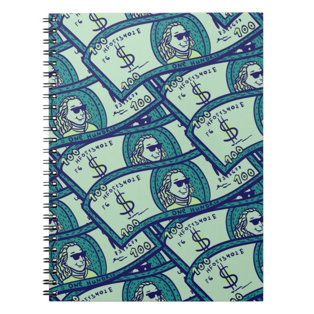 seamless pattern with dollars banknotes notebook (Front)