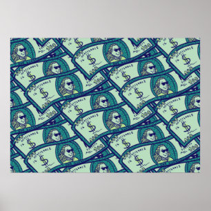 seamless pattern with dollars banknotes poster