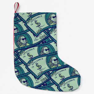 seamless pattern with dollars banknotes small christmas stocking
