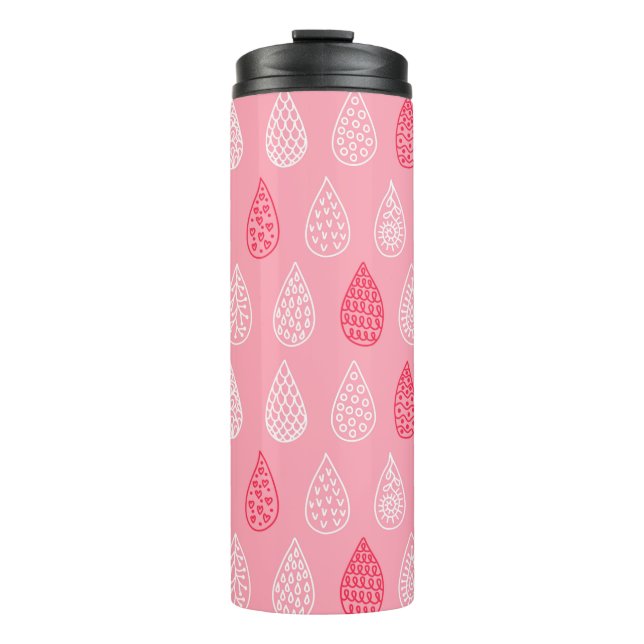 Seamless pattern with doodle water drops thermal tumbler (Front)