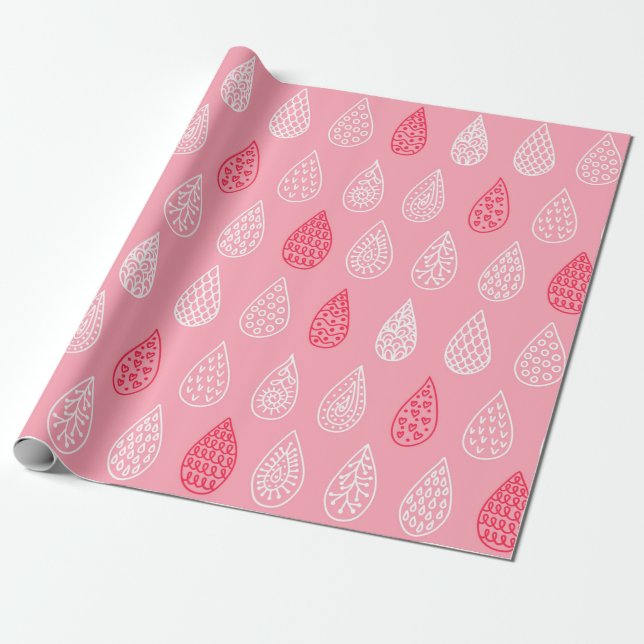Seamless pattern with doodle water drops wrapping paper (Unrolled)