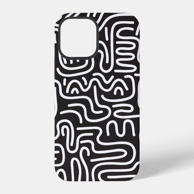 Seamless pattern with doodle wavy lines in retro s iPhone case (Back)