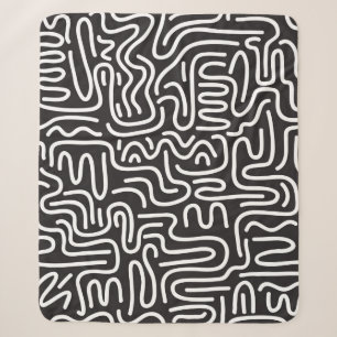 Seamless pattern with doodle wavy lines in retro s sherpa blanket
