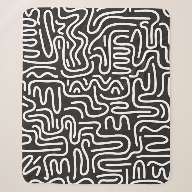 Seamless pattern with doodle wavy lines in retro s sherpa blanket (Front)