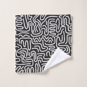 Seamless pattern with doodle wavy lines in retro s wash cloth