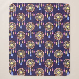 Seamless pattern with dreamcatchers, hand drawn in sherpa blanket