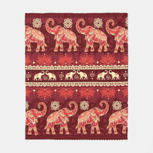 Seamless pattern with elephants fleece blanket