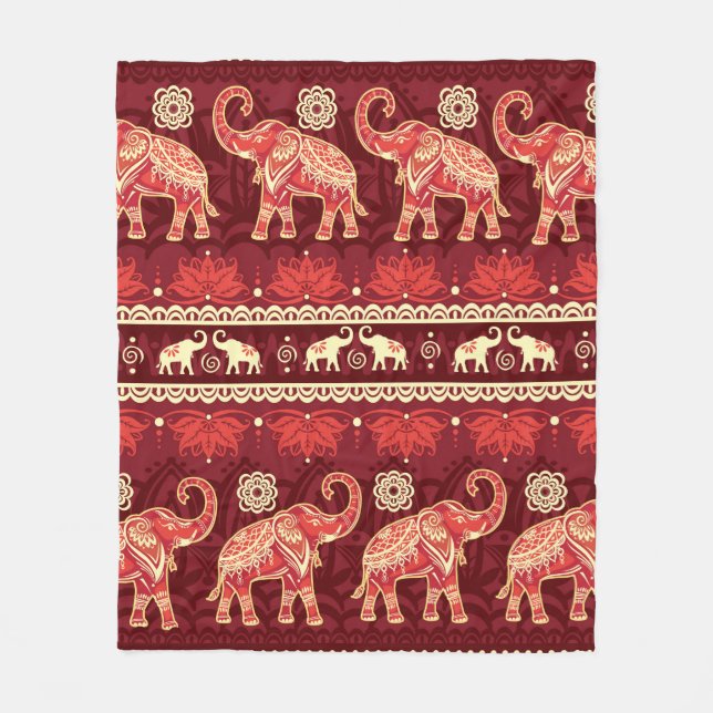 Seamless pattern with elephants  fleece blanket (Front)