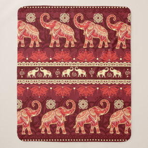 Seamless pattern with elephants  sherpa blanket