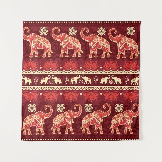 Seamless pattern with elephants  tapestry (Front)