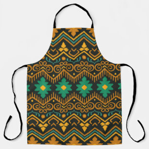 Seamless pattern with embroidery. Ikat Fabric. Eth Apron