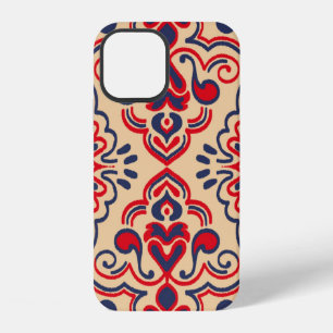 Seamless pattern with embroidery. Ikat Fabric. Eth iPhone 12 Case