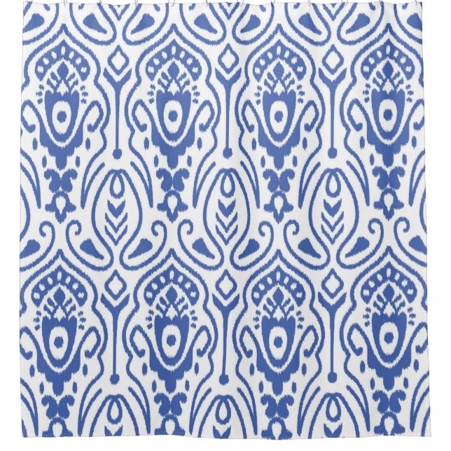 Seamless pattern with embroidery. Ikat Fabric. Eth Shower Curtain (Front)