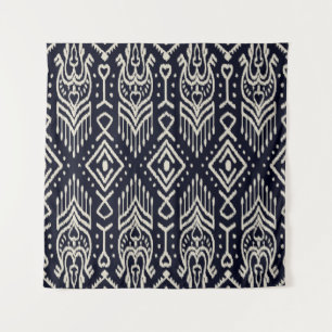 Seamless pattern with embroidery. Ikat Fabric. Eth Tapestry
