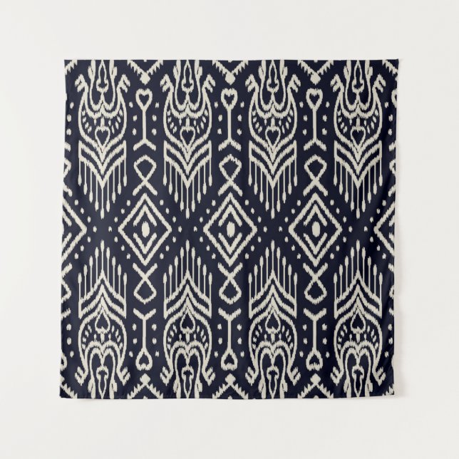 Seamless pattern with embroidery. Ikat Fabric. Eth Tapestry (Front)
