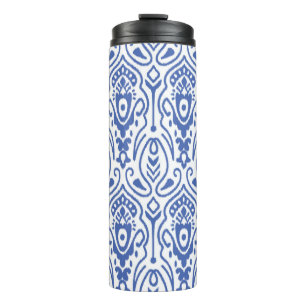 Seamless pattern with embroidery. Ikat Fabric. Eth Thermal Tumbler