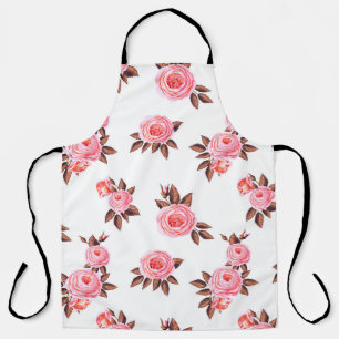 Seamless pattern with english rosesbeautiful,black apron