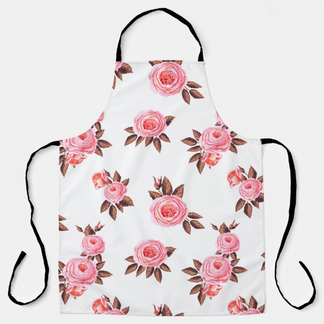 Seamless pattern with english rosesbeautiful,black apron (Front)