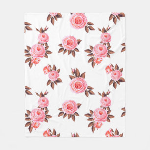 Seamless pattern with english rosesbeautiful,black fleece blanket