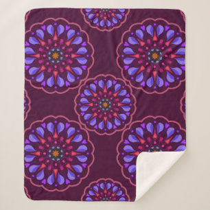 Seamless pattern with ethnic mandala art ornament. sherpa blanket