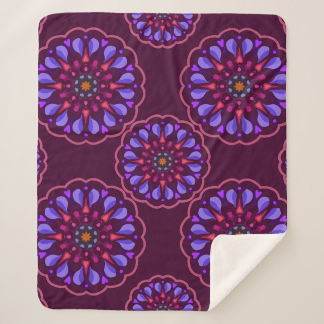 Seamless pattern with ethnic mandala art ornament. sherpa blanket (Front)