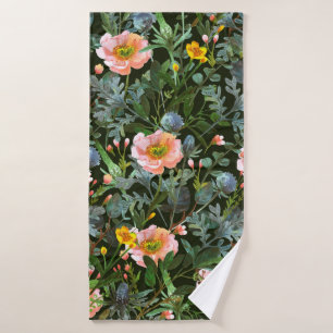 Seamless pattern with eucalyptus and hummelia flow bath towel
