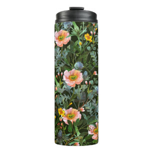 Seamless pattern with eucalyptus and hummelia flow thermal tumbler