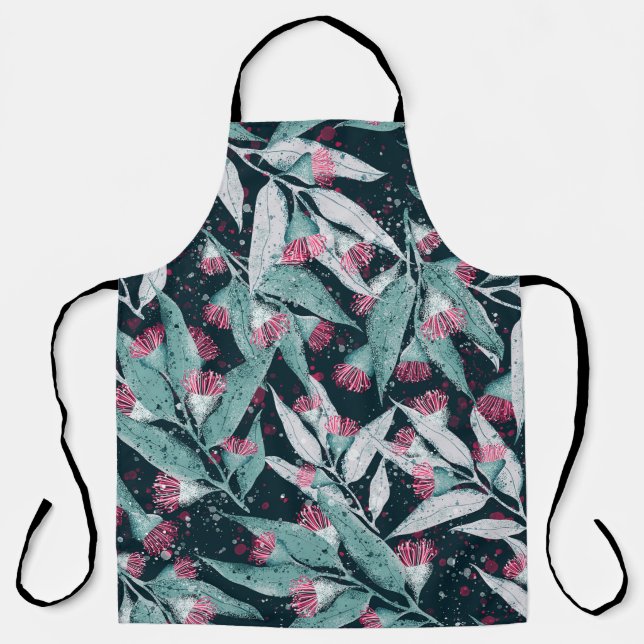 Seamless pattern with eucalyptus leaves and flower apron (Front)