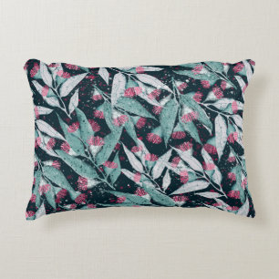 Seamless pattern with eucalyptus leaves and flower decorative cushion