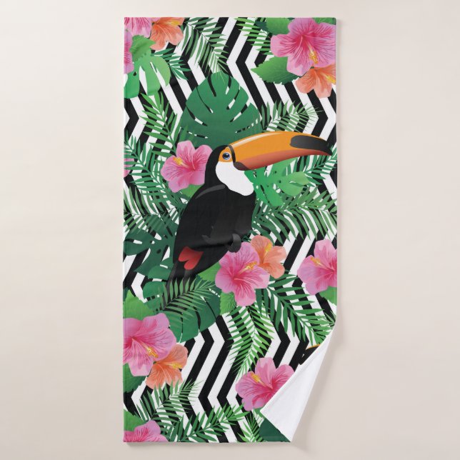 Seamless pattern with exotic hibiscus flowers touc bath towel (Bath Towel)