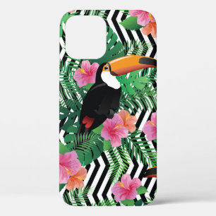 Seamless pattern with exotic hibiscus flowers touc iPhone 12 case