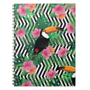 Seamless pattern with exotic hibiscus flowers touc notebook