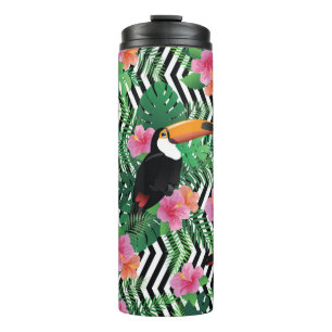Seamless pattern with exotic hibiscus flowers touc thermal tumbler