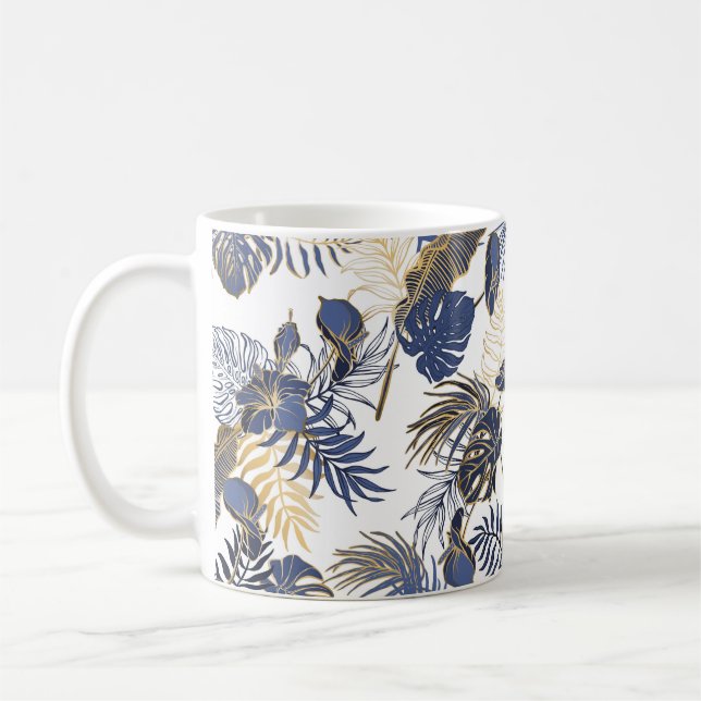 Seamless pattern with exotic tropical leaves. Palm Coffee Mug (Left)