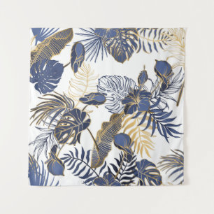 Seamless pattern with exotic tropical leaves. Palm Tapestry