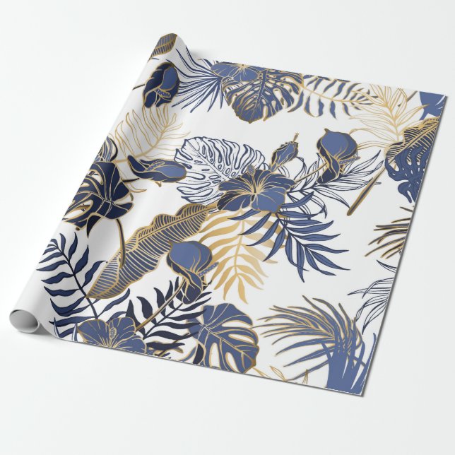 Seamless pattern with exotic tropical leaves. Palm Wrapping Paper (Unrolled)