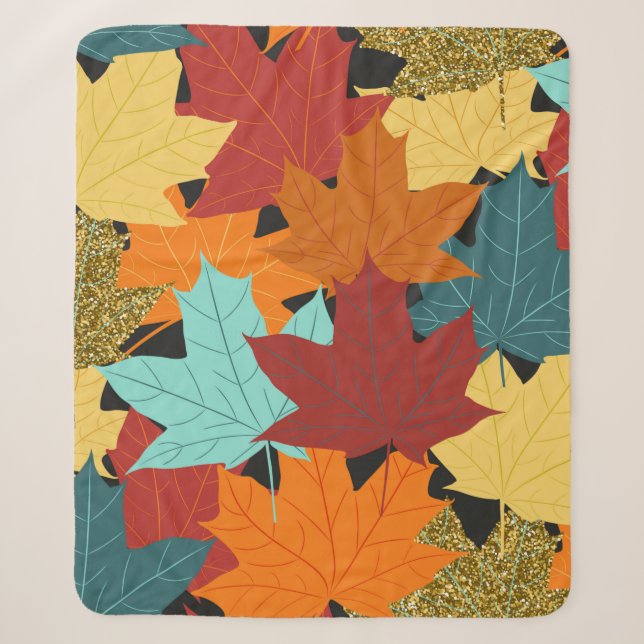 Seamless pattern with fall maple leaves. illustrat sherpa blanket (Front)