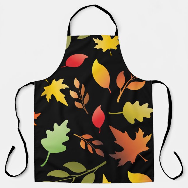 Seamless pattern with fallen autumn leaves and col apron (Front)
