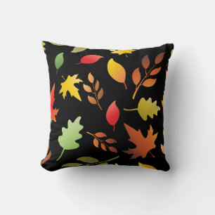 Seamless pattern with fallen autumn leaves and col cushion