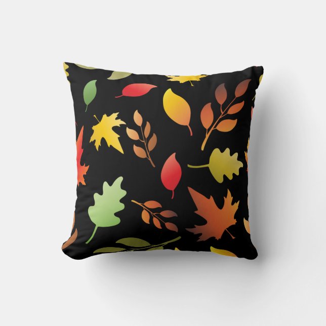 Seamless pattern with fallen autumn leaves and col cushion (Front)